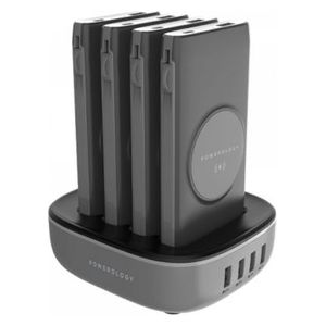 Powerology PPBCHA1041-BK - 10000mah - 4 in 1 Wireless Power Bank - Black