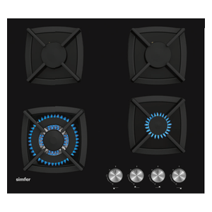 طباخ داخلي غازي سمفر - H6405MGSSP-FFD - اسود - 4 مشاعل