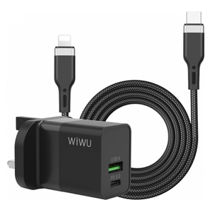 WiWU 30W Quick Charger Bundle USB-C to iPhone - Charger - Black
