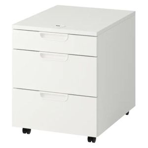  درج ثلاثي مع عجلات ايكيا, 55x45 سم - ابيض 