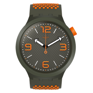  Swatch Watch SO27M101 For Men - Analog Display, Rubber Band - Orange 