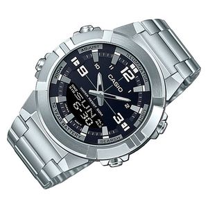  ساعة كاسيو للرجال AMW-870D-1AVDF - عرض بعقارب, سوار من ستانلس ستيل - سلفر 