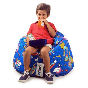  كرسي اريكة سمسم للاطفال بين باج من بولي وفن - ازرق 