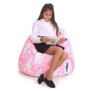  كرسي اريكة سمسم للاطفال بين باج من بولي وفن - وردي 