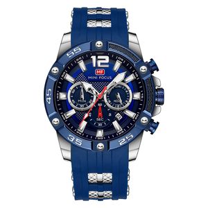  ساعة ميني فوكس للرجال mf0349 - عرض بعقارب, سوار من المطاط - ازرق 