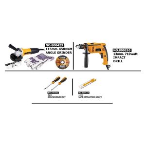  آلة شحذ الزوايا, مثقاب و مجموعة مفك براغي هوتشي 