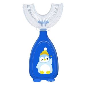  فرشاة أسنان للأطفال على شكل حرف U - ازرق 