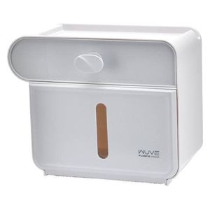  حامل مناديل مع درج - ابيض 