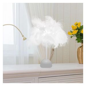  مصباح منضدي ريش - ابيض 