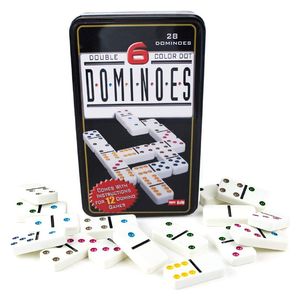 مجموعة دومينو مزدوجة ذات ستة ألوان - ابيض