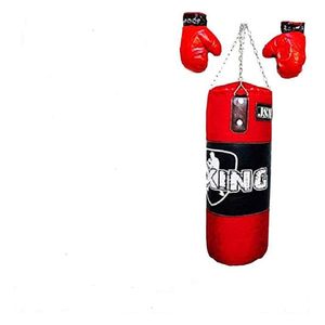  مجموعة لعبة كيس ملاكمة مع قفازات - احمر 