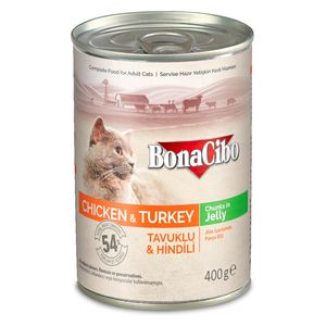  BonaCibo Chicken & Turkey Cat Food - 400g 