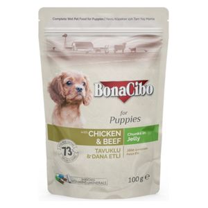  طعام كلاب بوناسيبو للكلاب الصغيره بالدجاج واللحم - 100 غرام 