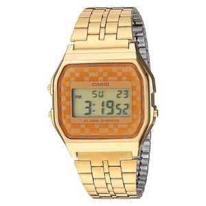  Casio Watch A159WGEA9ADF For Men - Digital Display, Stainless Steel Band - Gold 
