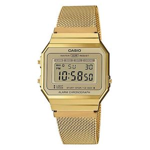  Casio Watch A700WMG9ADF For Unisex - Digital Display, Stainless Steel Band - Gold 