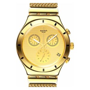  ساعة سواتج للجنسين YCG410GB - عرض بعقارب, سوار من ستانلس ستيل - ذهبي 