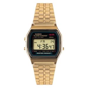  Casio Watch A159WGEA1DF For Unisex - Digital Display, Stainless Steel Band - Gold 