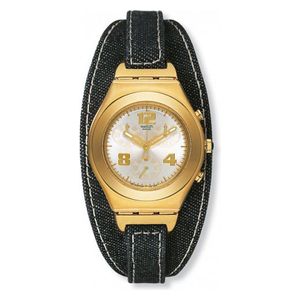  ساعة سواتج للجنسين YMG100 - عرض بعقارب, سوار من الجلد - اسود 