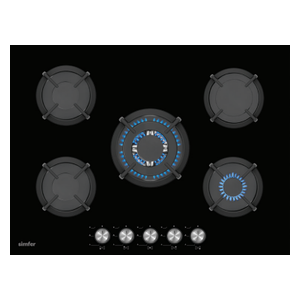 طباخ داخلي غازي سمفر - 5 مشاعل - H7501NGSB-FFD - اسود
