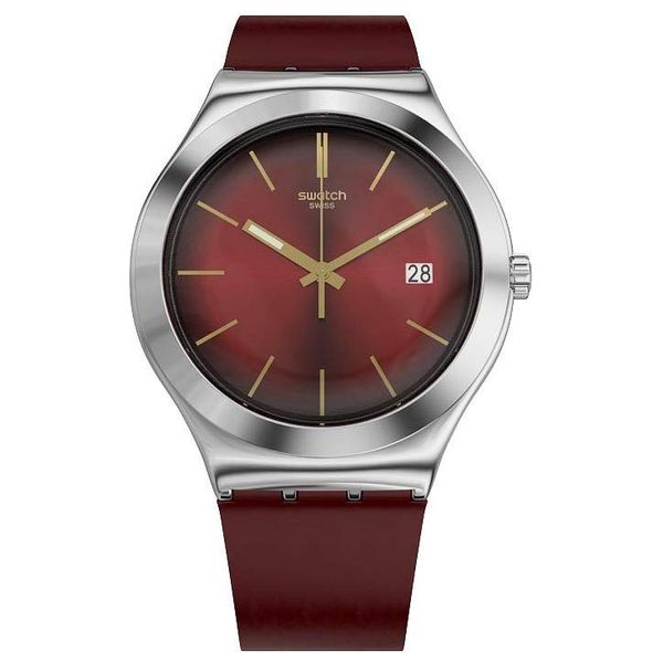  Swatch Watch YWS430 For Unisex - Analog Display, Leather Band - Red 
