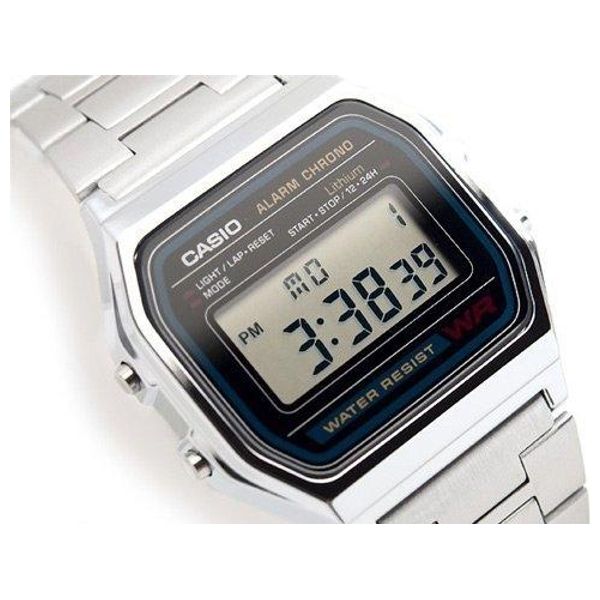  ساعة كاسيو للرجال A158WA1DF - عرض رقمي, سوار من ستانلس ستيل - سلفر 