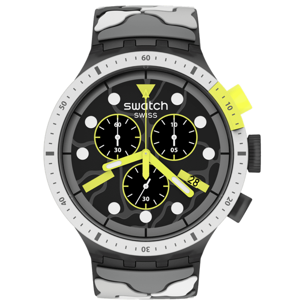  Swatch Watch SB02M400 For Unisex - Analog Display, Rubber Band - Black 