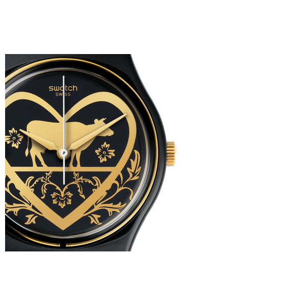  Swatch Watch GB285 For Women - Analog Display, Leather Band - Black 