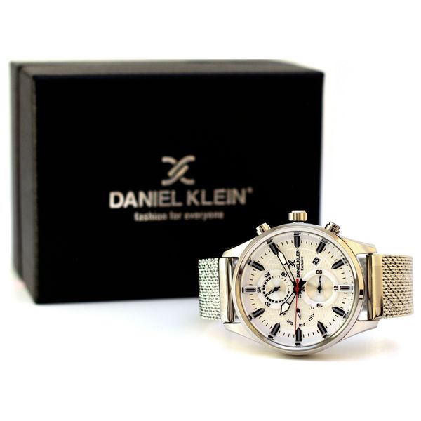  ساعة دانيل كلاين للرجال DK12222W - عرض بعقارب, سوار من المعدن - ستانلس ستيل 