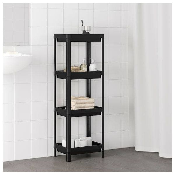  4 رفوف تخزين - اسود 