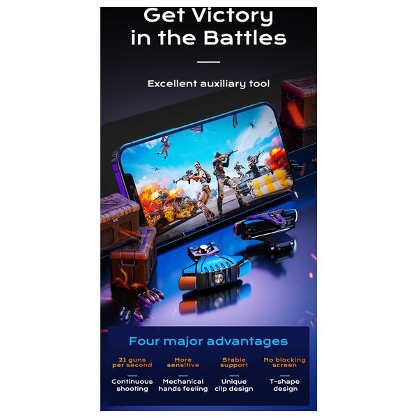  Rock Space Pubg Game Shooting Controller - Black 