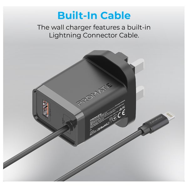  Promate iCharge-PDQC3 - Charger - Black 