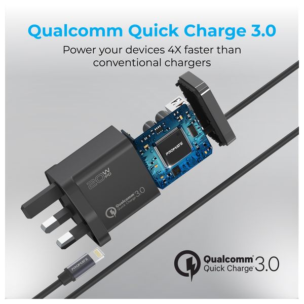  Promate iCharge-PDQC3 - Charger - Black 