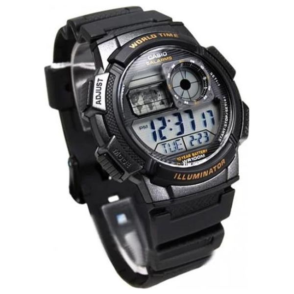  Casio Watch AE1000W1AVDF For Men - Analog Display, Resin Band - Black 