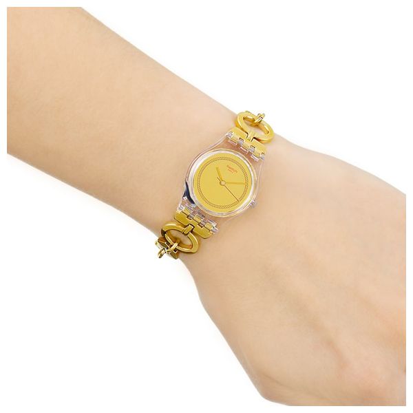  ساعة سواتج للنساء LK346G - عرض بعقارب, سوار من ستانلس ستيل - ذهبي 