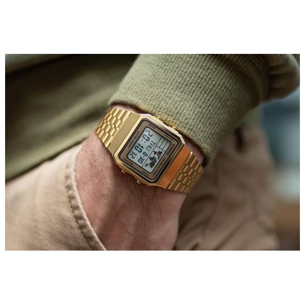  Casio Watch A500WGA9DF For Men - Digital Display, Stainless Steel Band - Gold 