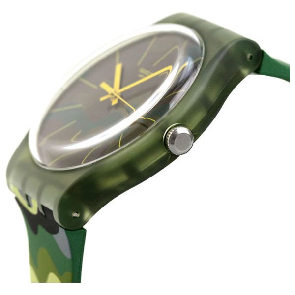  ساعة سواتج للجنسين SUOG114 - عرض بعقارب, سوار من السيليكون - عسكري 