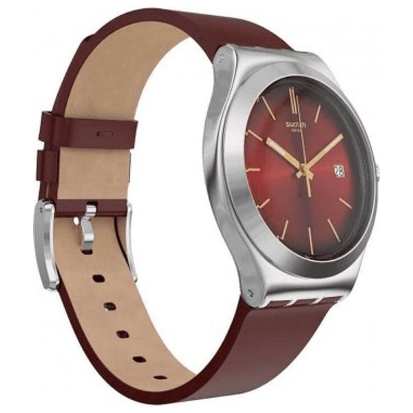  Swatch Watch YWS430 For Unisex - Analog Display, Leather Band - Red 
