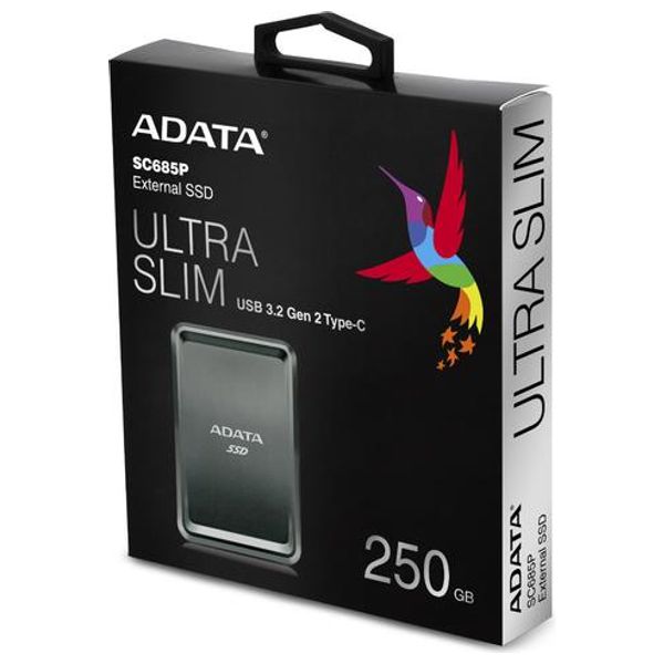 ADATA SC685P - 250GB - External SSD Hard Drive - Gray