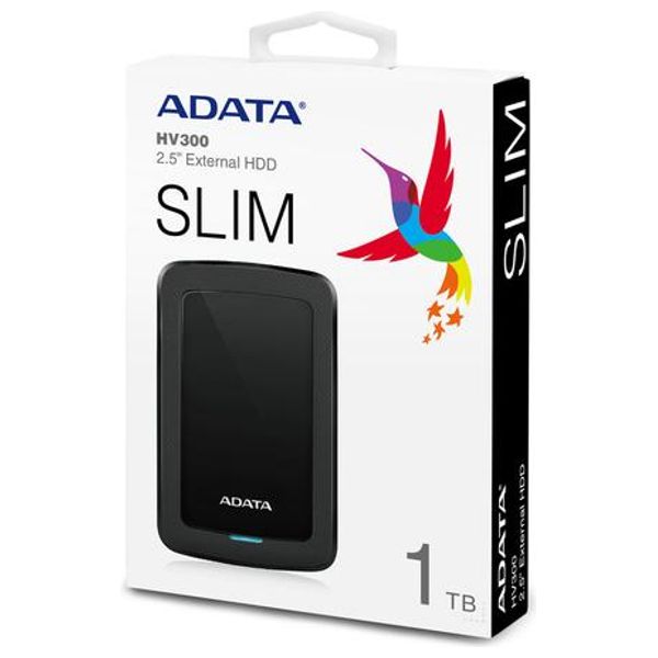 ADATA HV300 Slim - 1TB - External HDD Hard Drive - Black