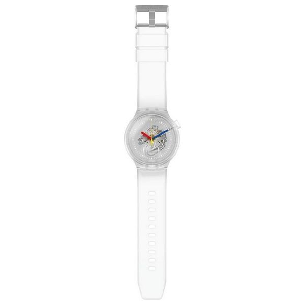  Swatch Watch SO27E100 For Unisex - Analog Display, Silicone Band - White 
