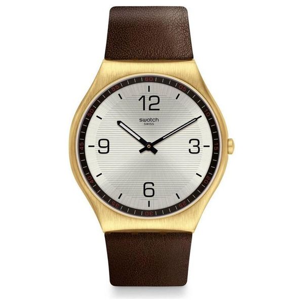  Swatch Watch SS07G100 For Men - Analog Display, Leather Band - Walnut 