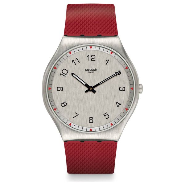  ساعة سواتج للرجال SS07S105 - عرض بعقارب, سوار من المطاط - احمر 