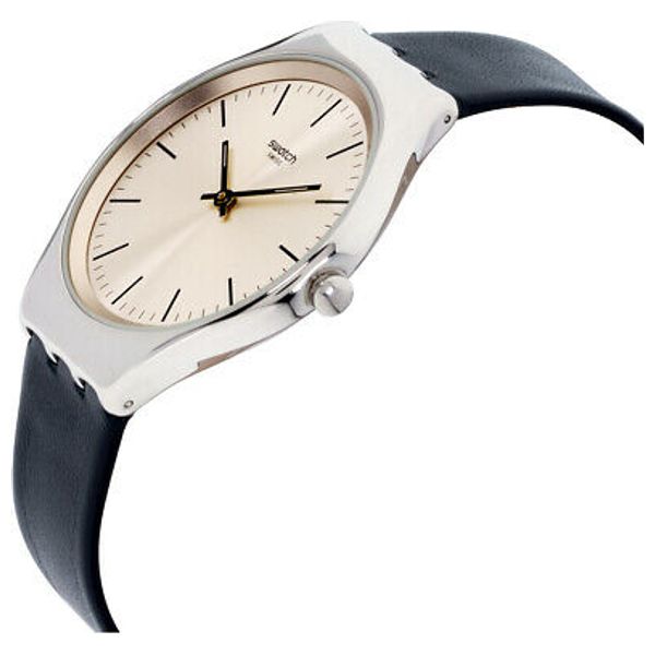  ساعة سواتج للرجال SYXS115 - عرض بعقارب, سوار من الجلد - ازرق 