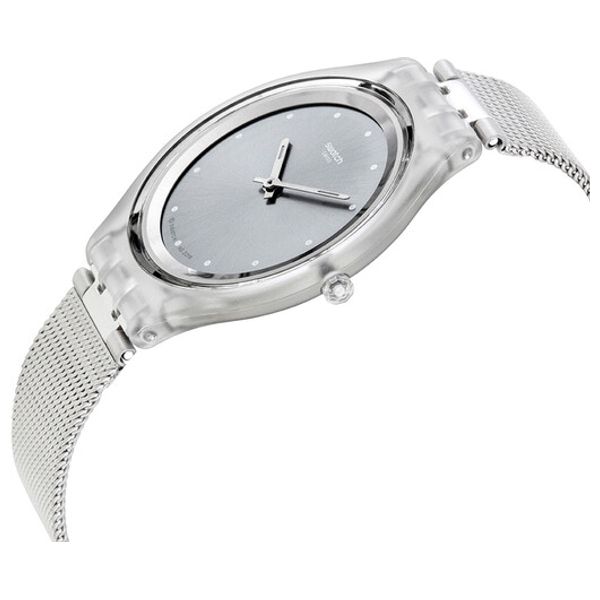 ساعة سواتج للنساء SVUK103M - عرض بعقارب, سوار من ستانلس ستيل - رمادي 
