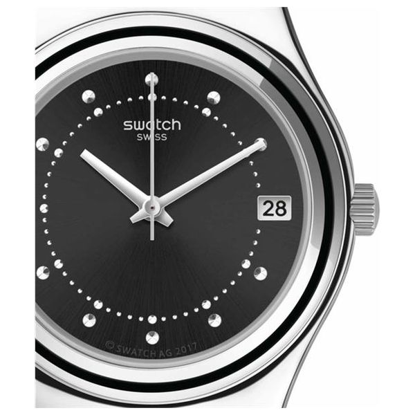  ساعة سواتج للنساء YLS462 - عرض بعقارب, سوار من المطاط - اسود 