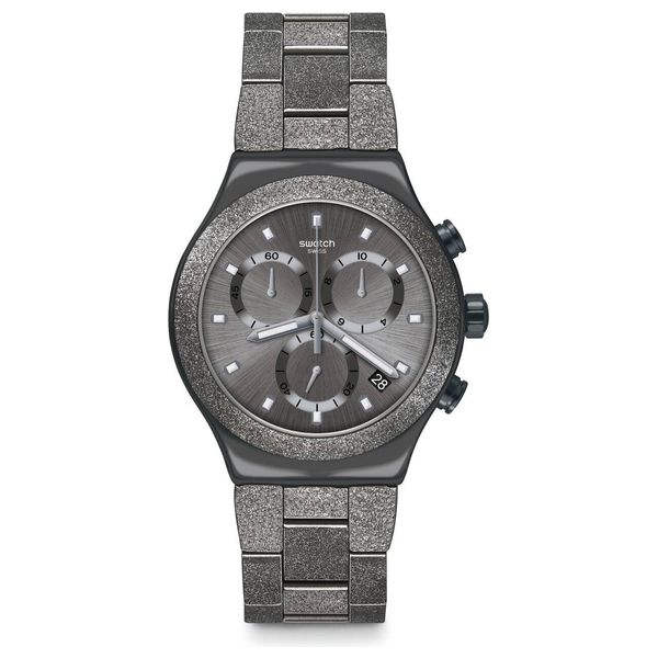  Swatch Watch YVM405G For Men - Analog Display, Stainless Steel Band - Gray 