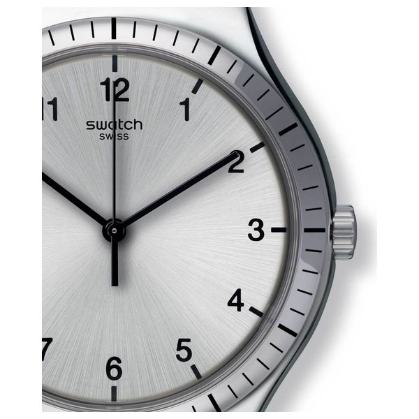  ساعة سواتج للرجال YWS100G - عرض بعقارب, سوار من ستانلس ستيل - رمادي 