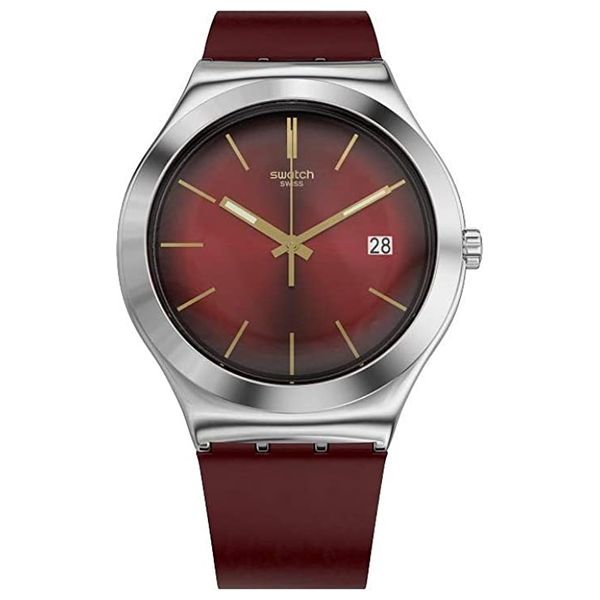  Swatch Watch YWS430 For Unisex - Analog Display, Leather Band - Red 